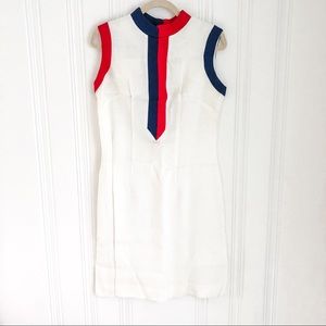 Vintage 60s Mod Red Blue White Wiggle Dress